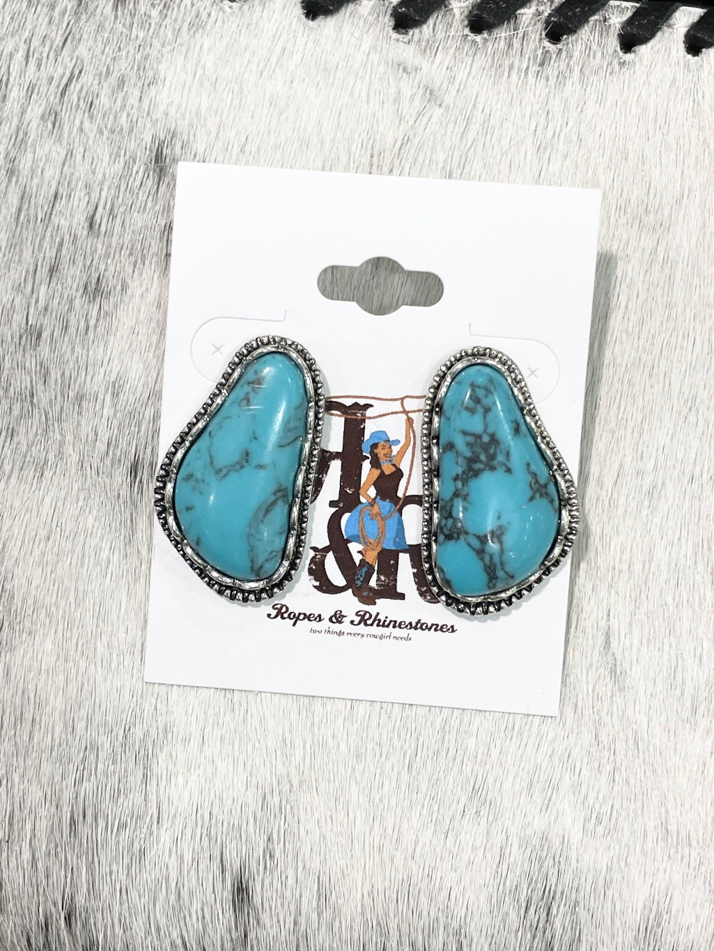 Turquoise Irregular Slab Earrings