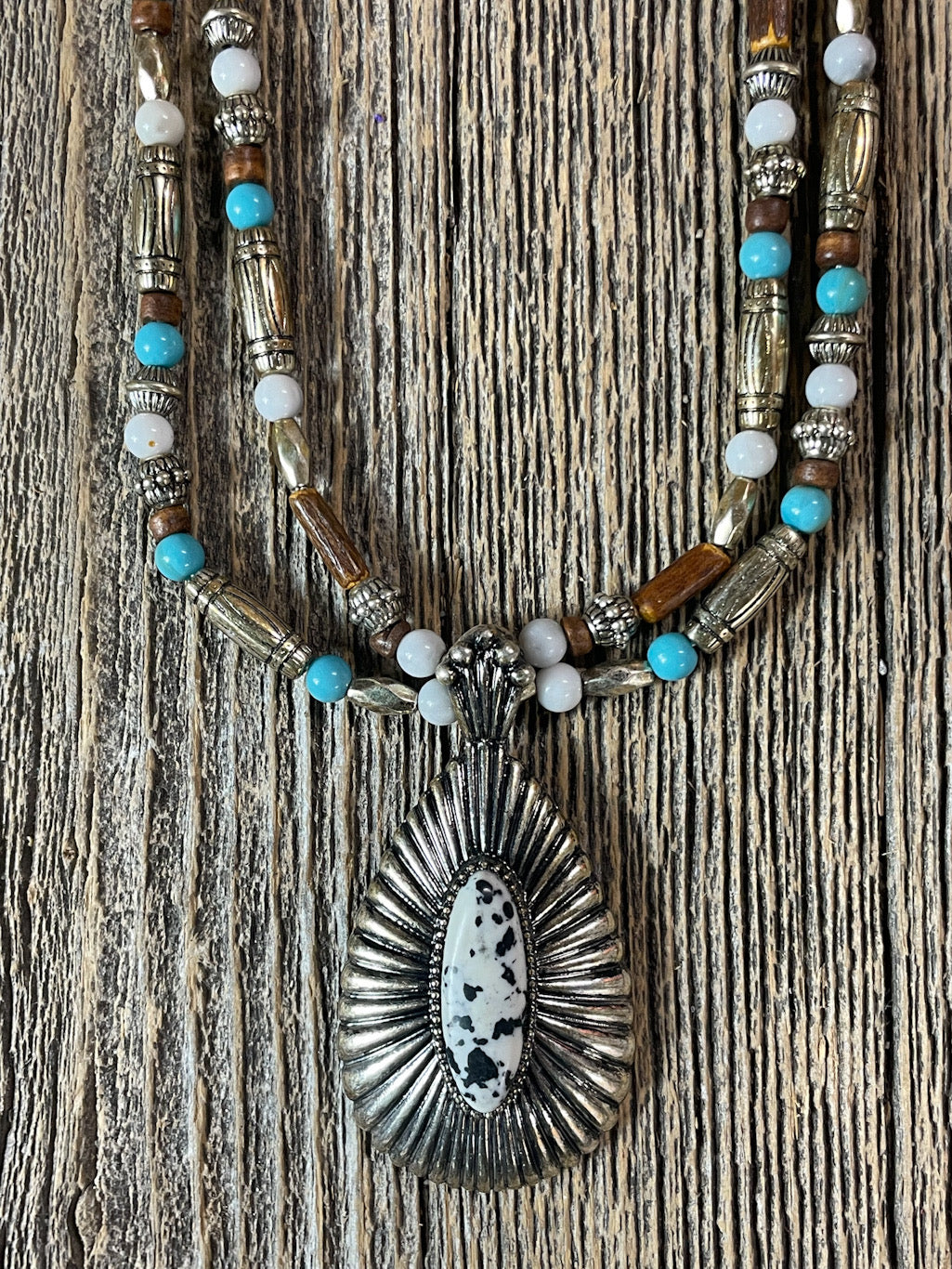 Tear Drop Multi Strand Stone Necklace