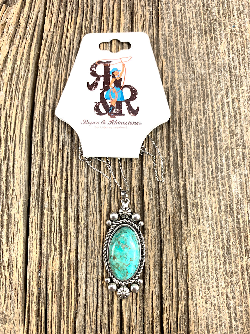 Turquoise Oval Pendant Necklace