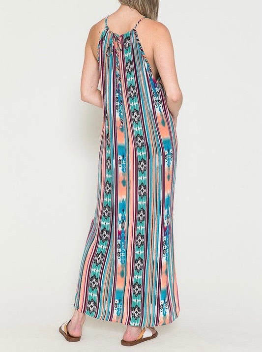 Watercolor Aztec Maxi Dress