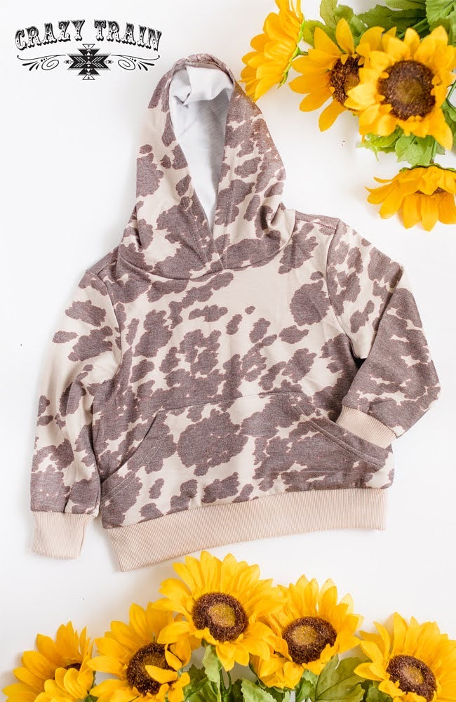 Cow Kiddo Cow Print Hoodie