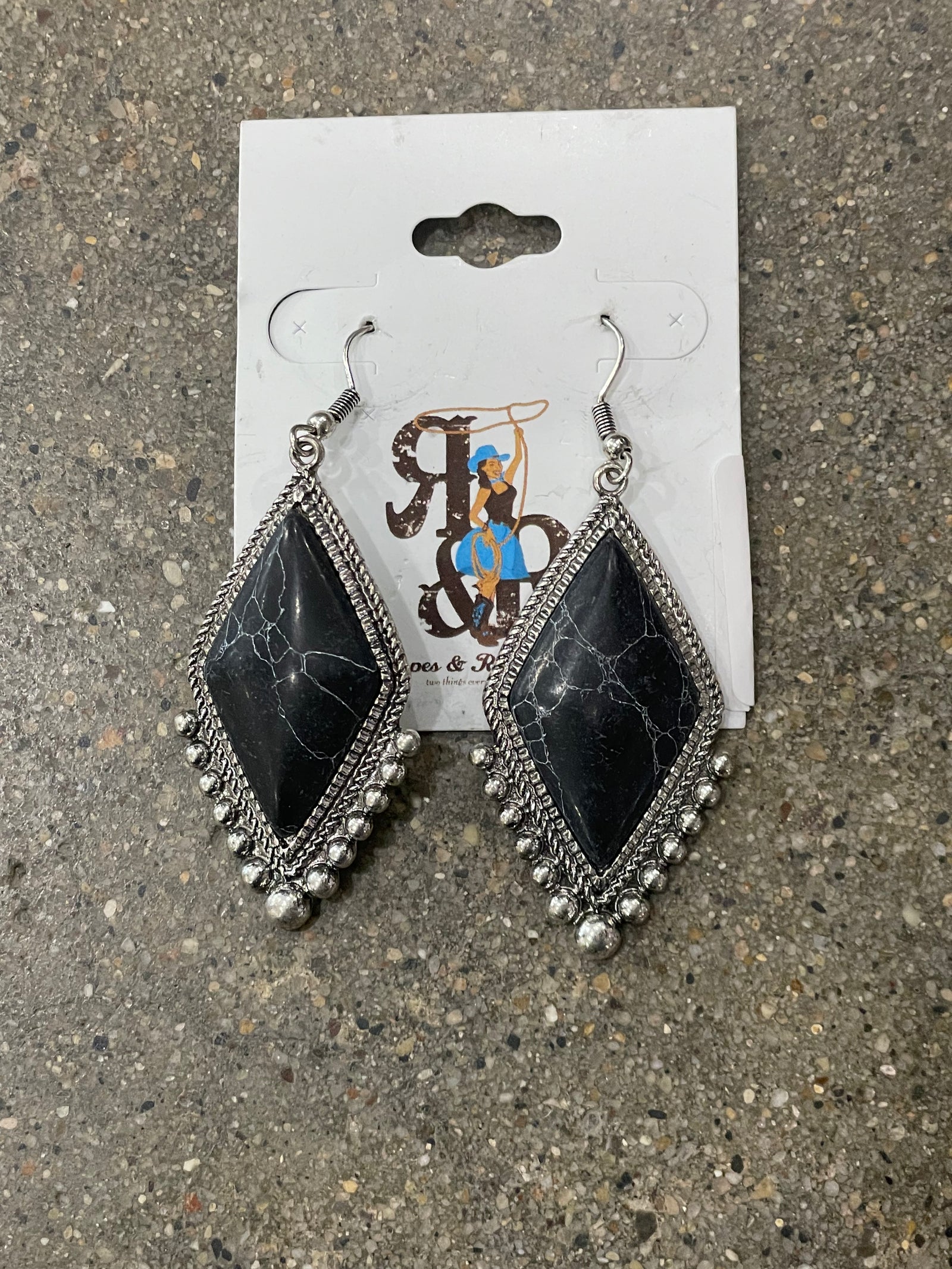 Black Diamond Stone Earrings