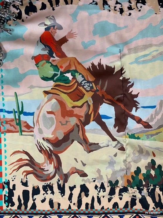 Bucking Bronc Leopard Poncho