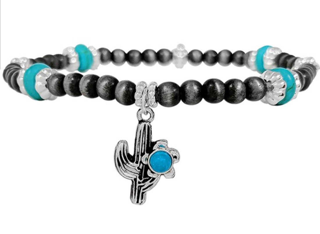 Western Pearl Charm Stretch Bracelet