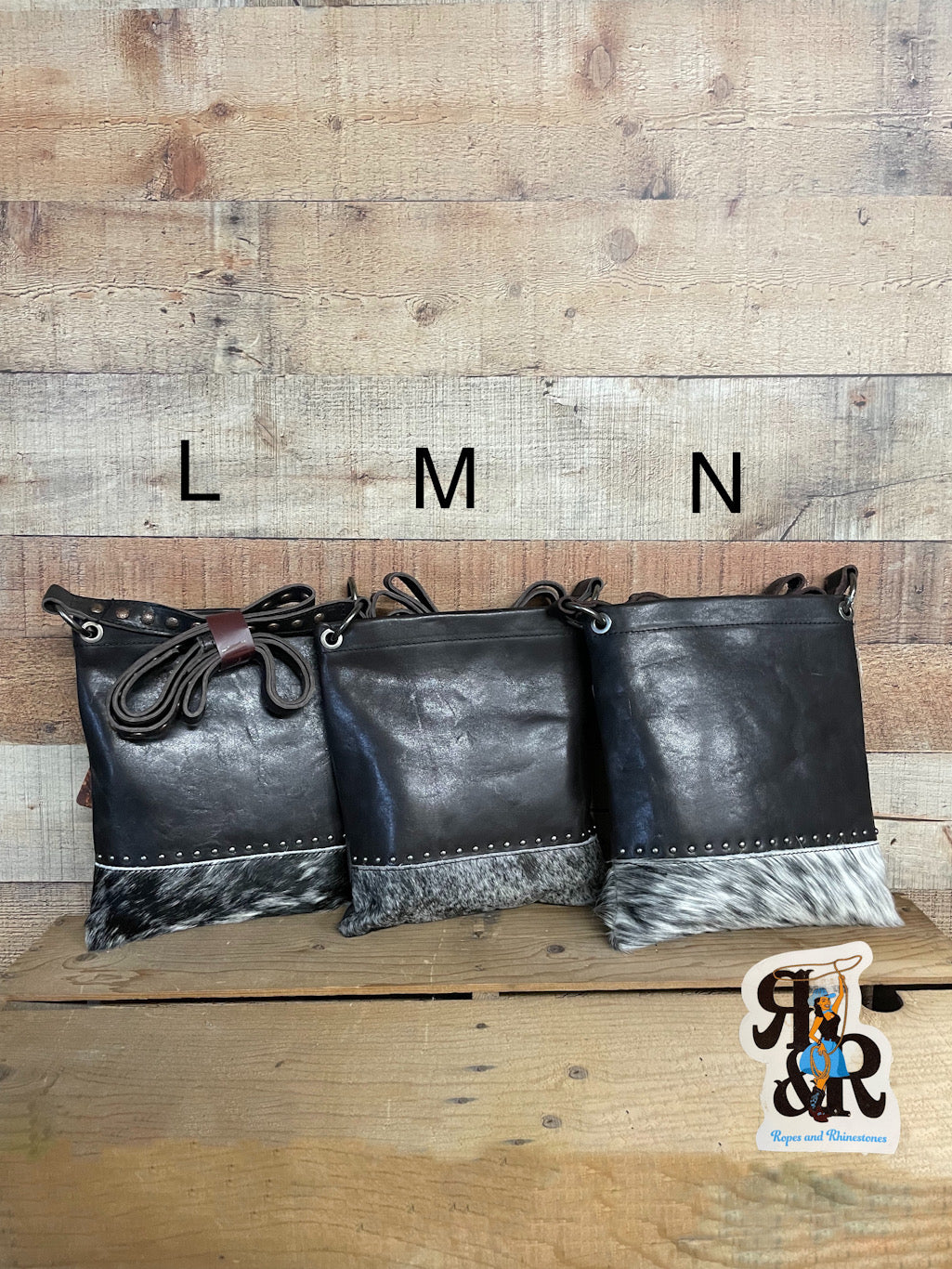 Cowhide Studded Crossbody Purse