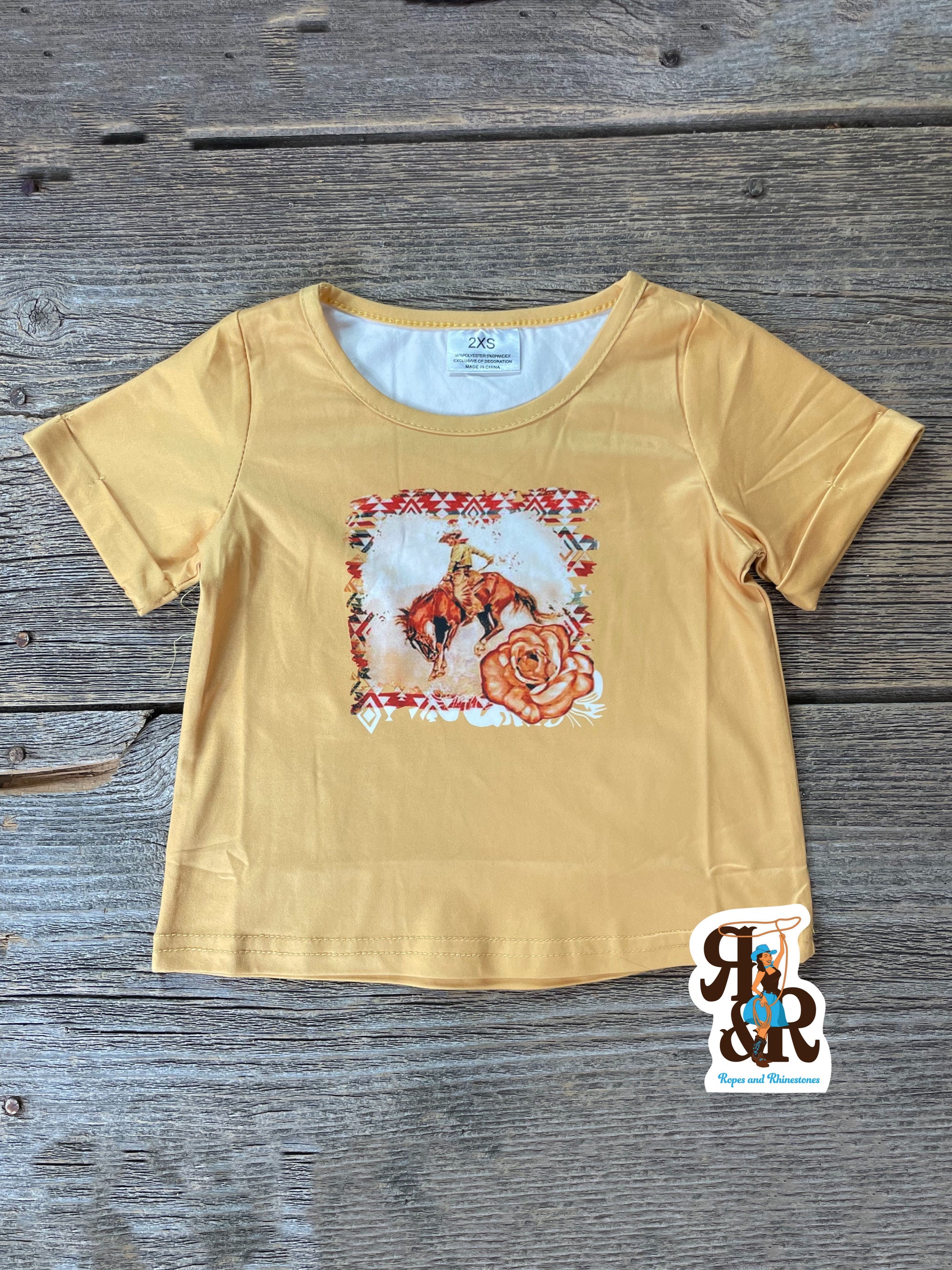 Yellow Rose Bucking Bronc Kids Shirt