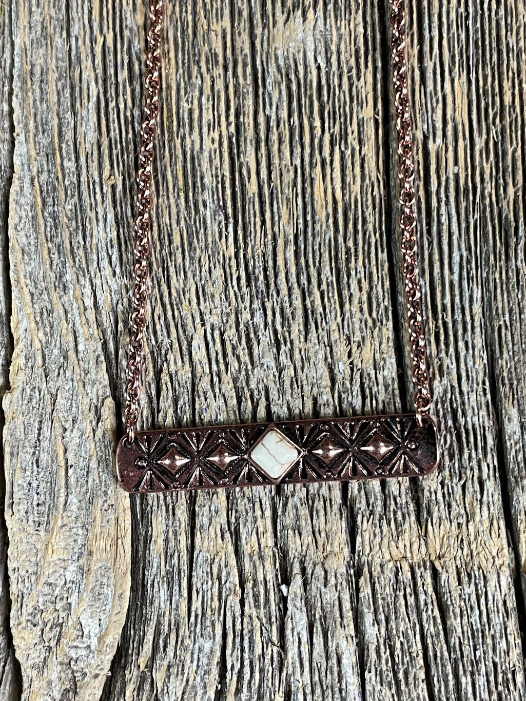Copper Diamond Bar Necklace