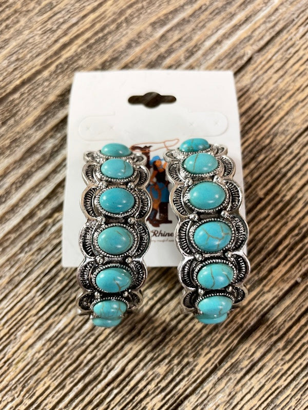 Turquoise Half Hoop Earrings