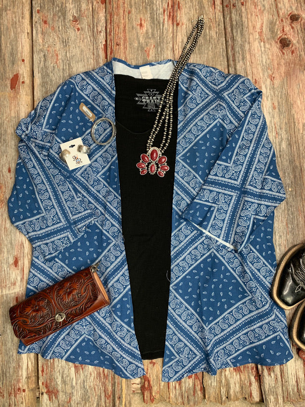 Blue Bandana Kimono