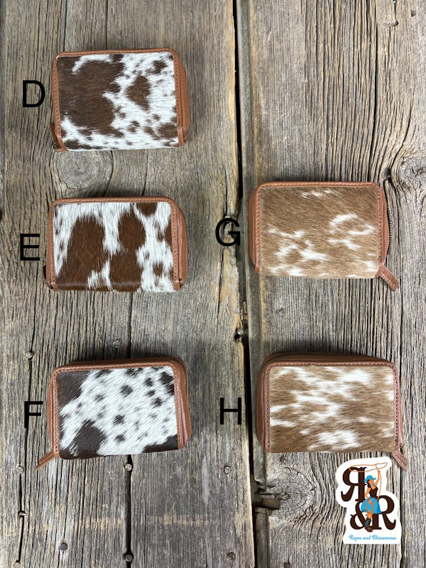 Cowhide Card Zipper Wallet