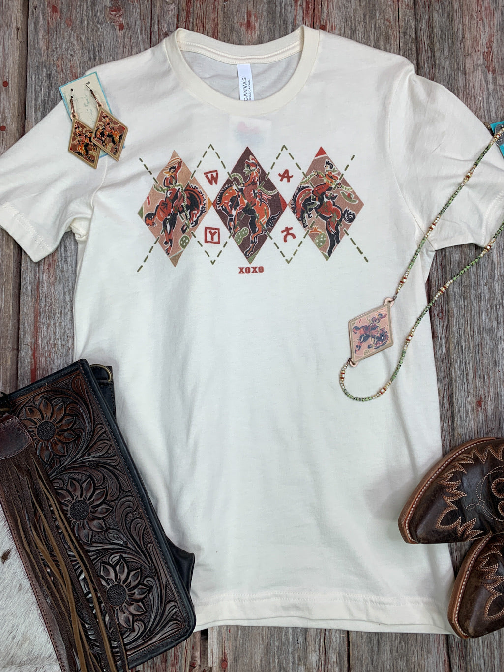Cowboy Bucking Bronc Argyle T Shirt