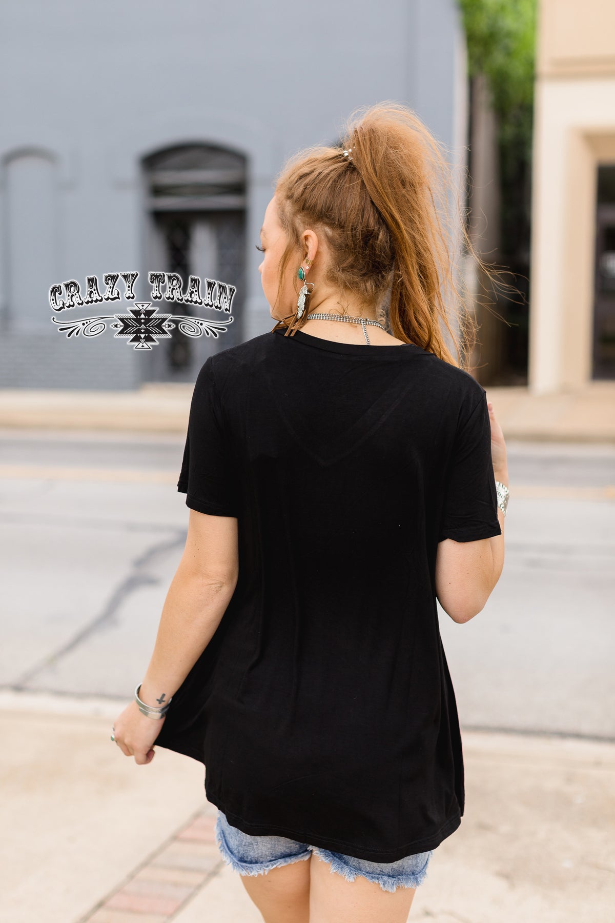 Punchy Pocket Tooled Leather Look Pocket Top