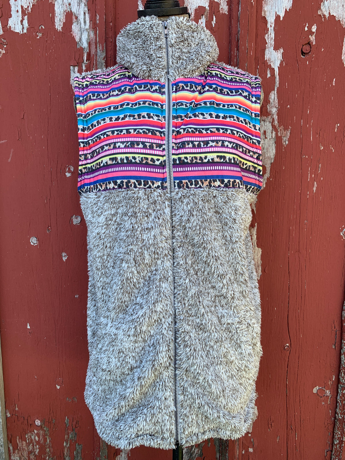 Serape &amp; Leopard Sherpa Vest
