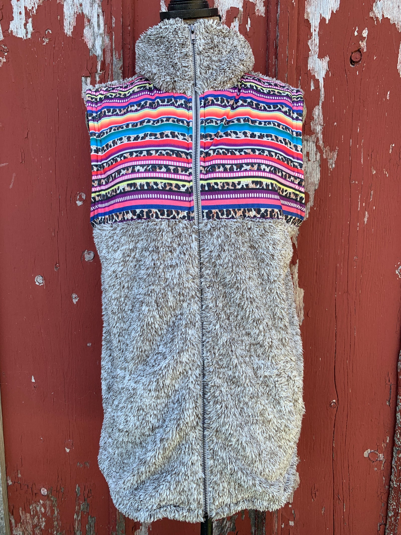 Serape & Leopard Sherpa Vest