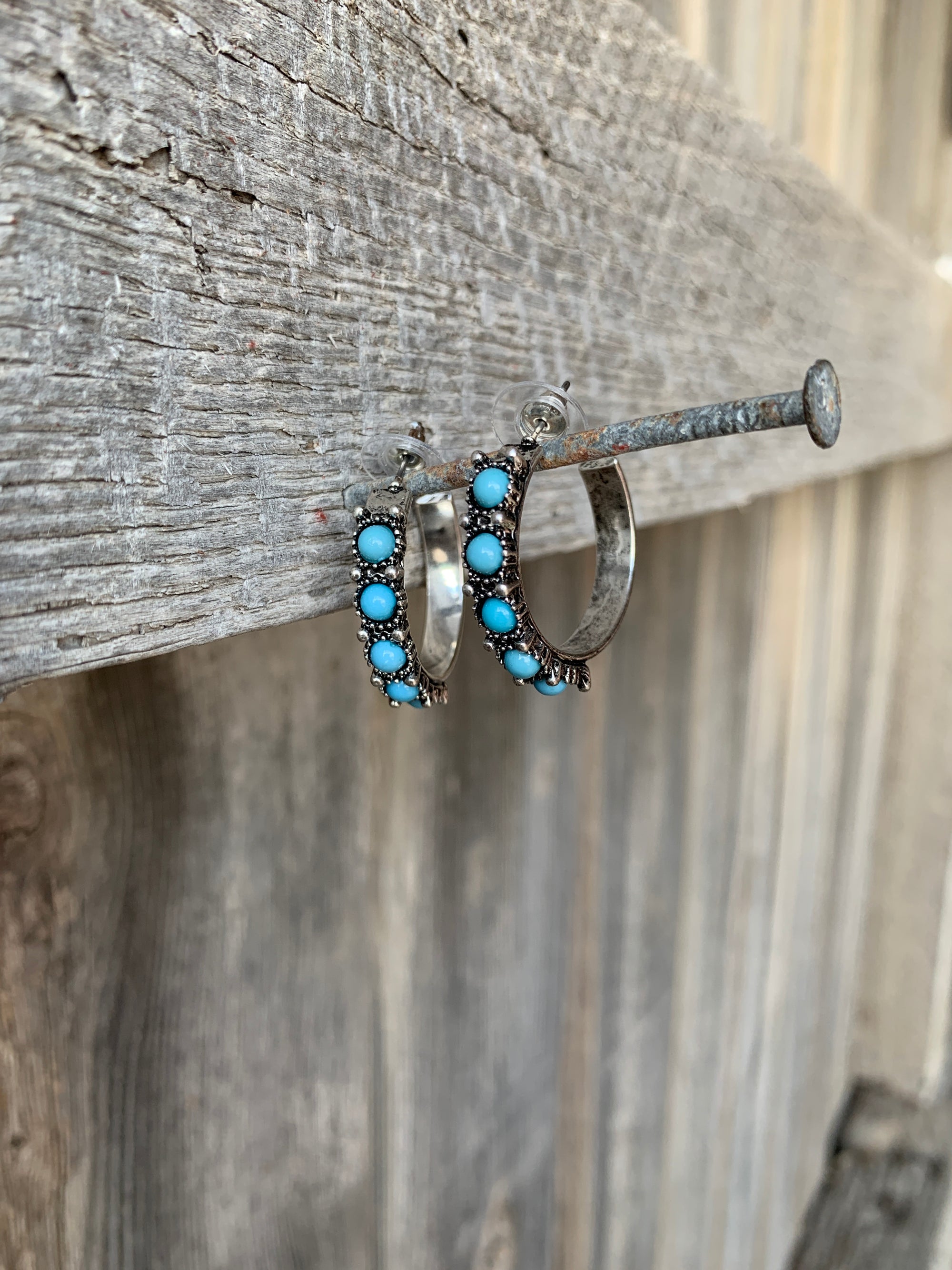Turquoise Medium Hoop Earrings