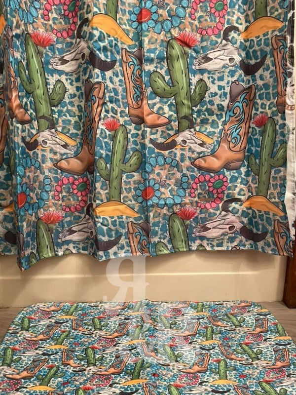 Western Print Shower Curtain or Bath Mat