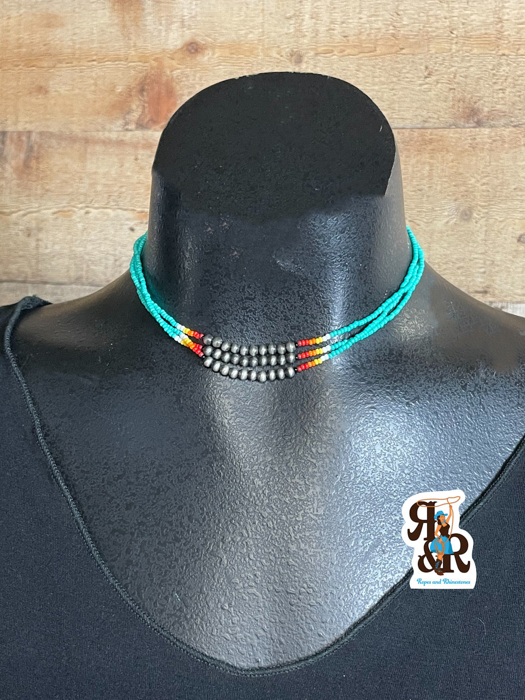 Seed Bead &amp; Navajo Pearl Choker