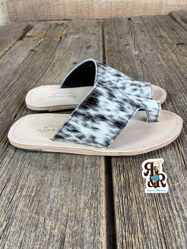 Agave Sky Cowhide Brandy Sandals - Ropes and Rhinestones