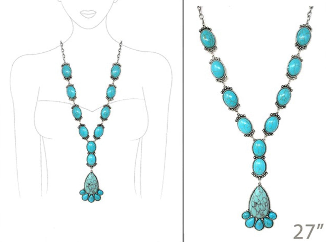 Turquoise & Dot Bib Necklace