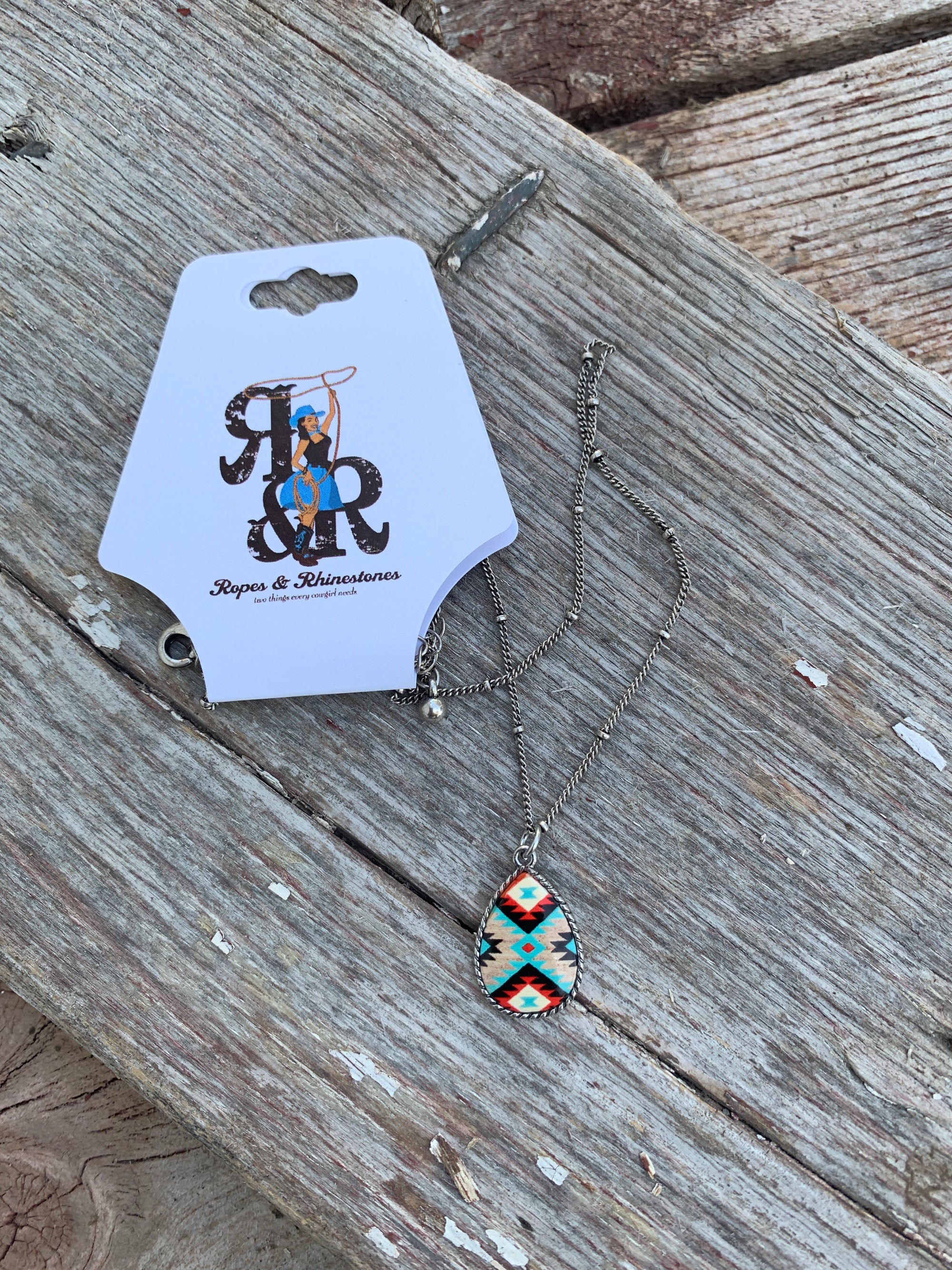 Aztec Tear Drop Necklace