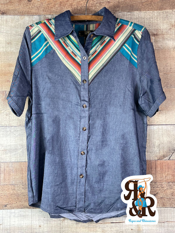 Chambray Serape Yoke Top