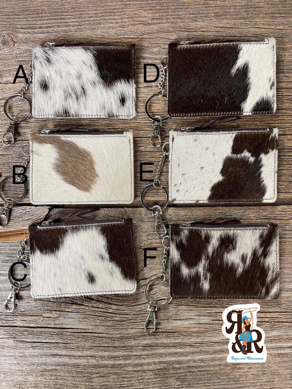Cowhide Key Ring Credit Card Holder