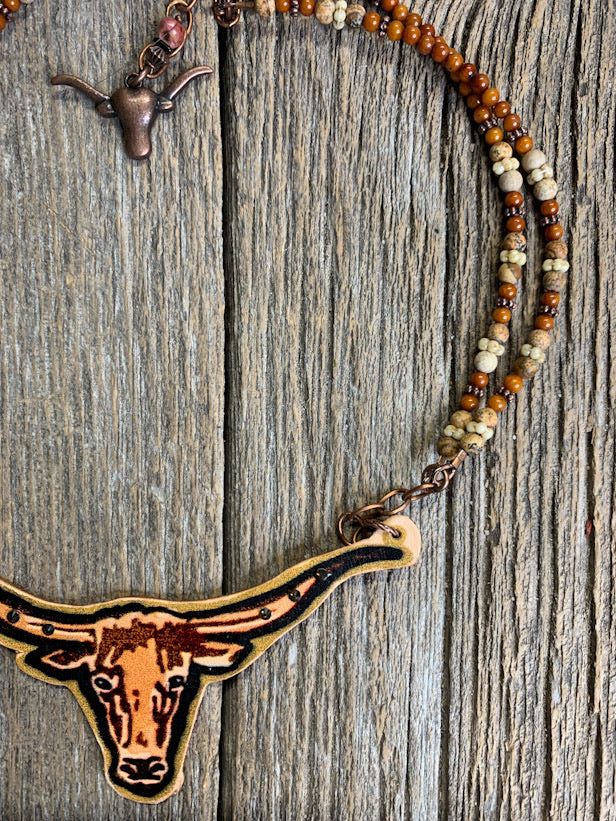 Vintage Longhorn Leather Necklace