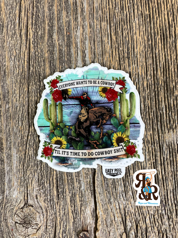 Western Style Cowboy Sticker - Ropes and Rhinestones