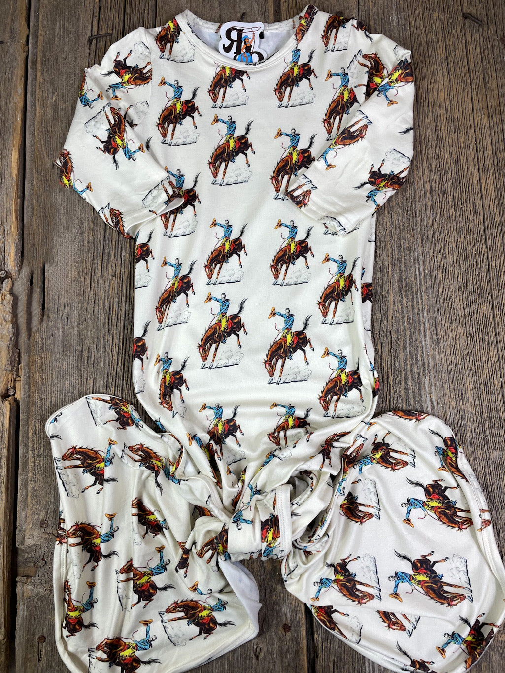 Vintage Bucking Bronc Baby Gown