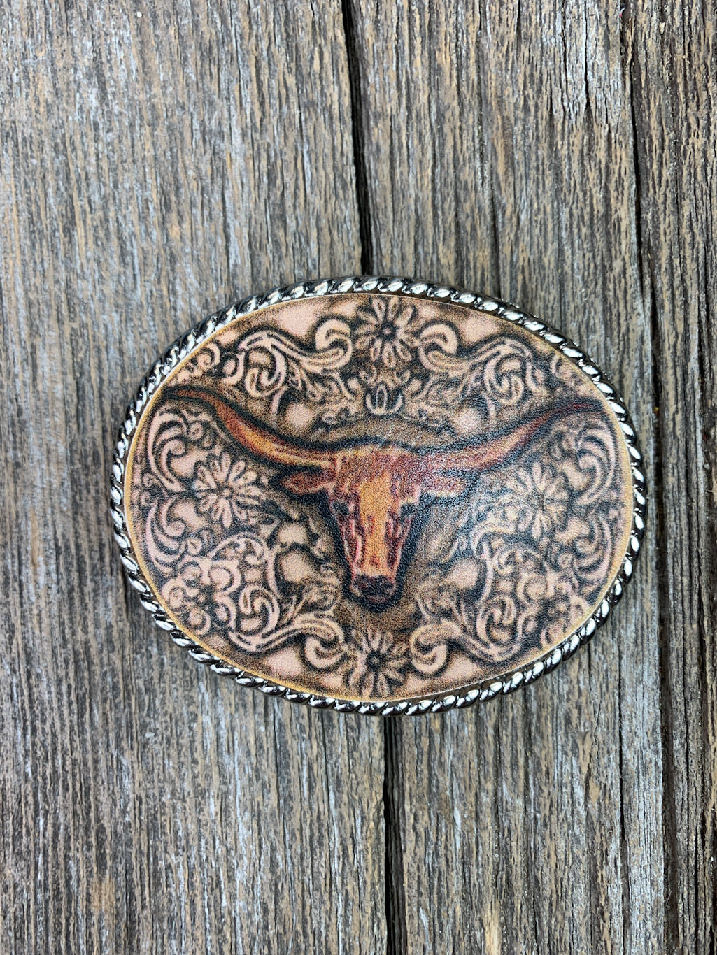 Leather Belt Buckle Longhorn