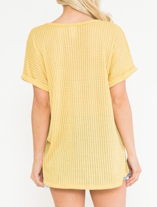 Mustard Loose Weave Top