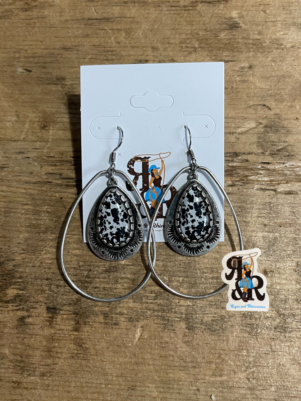Cowhide Print Charm Hoop Earrings