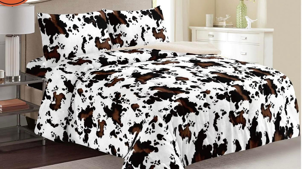 Western Print Sherpa Bedding Set