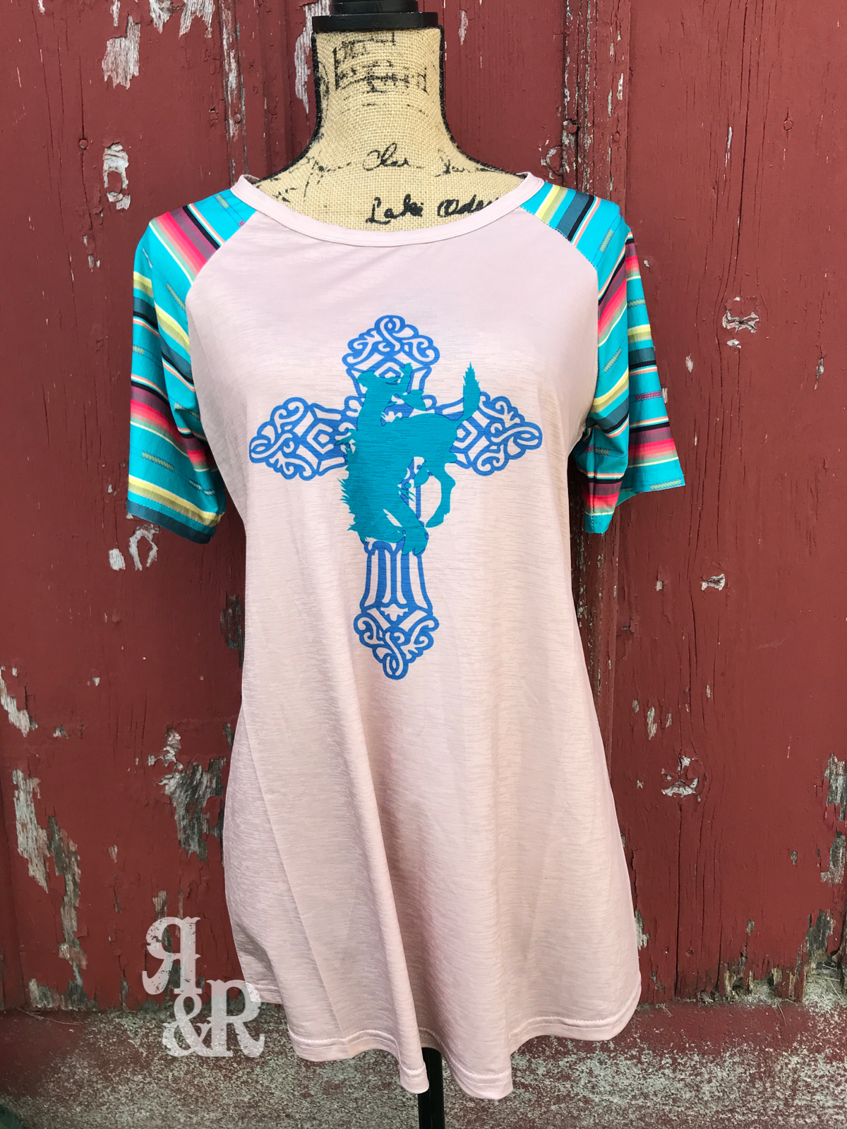 Bucking Bronc Cross Serape Top - Ropes and Rhinestones