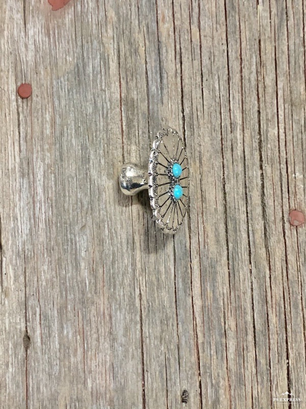 Double Turquoise Oval Concho Cabinet Knob