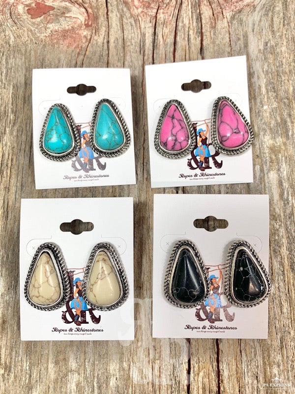 Tear Drop Stud Earrings