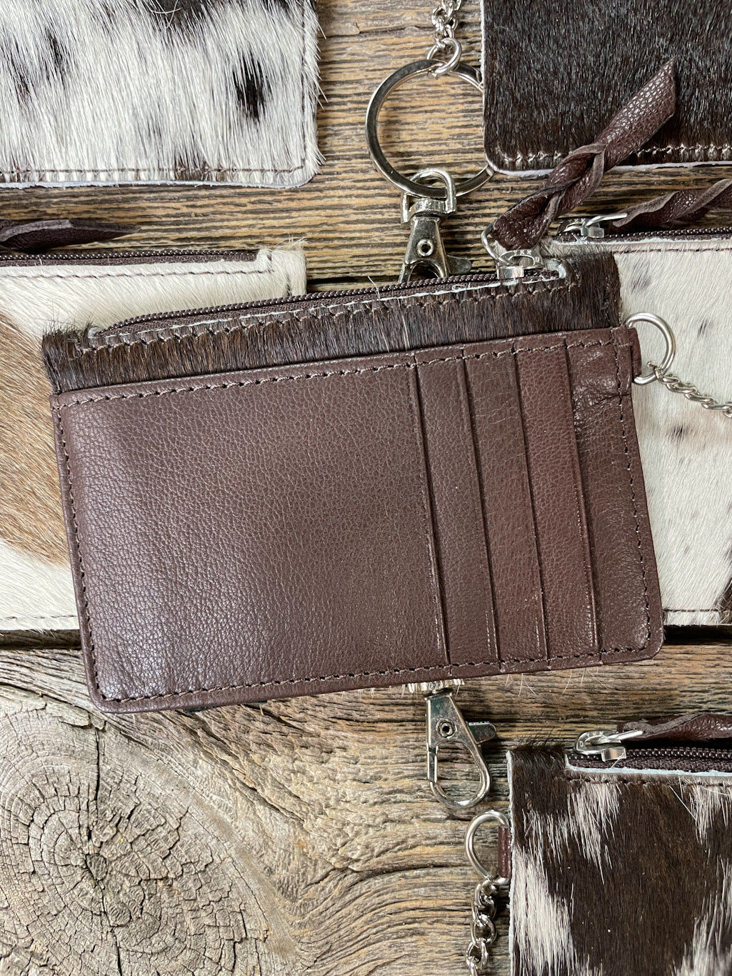 Cowhide Key Ring Credit Card Holder