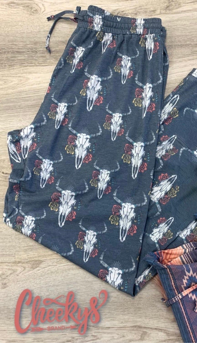 Cow Skull Blue Lounge Pants