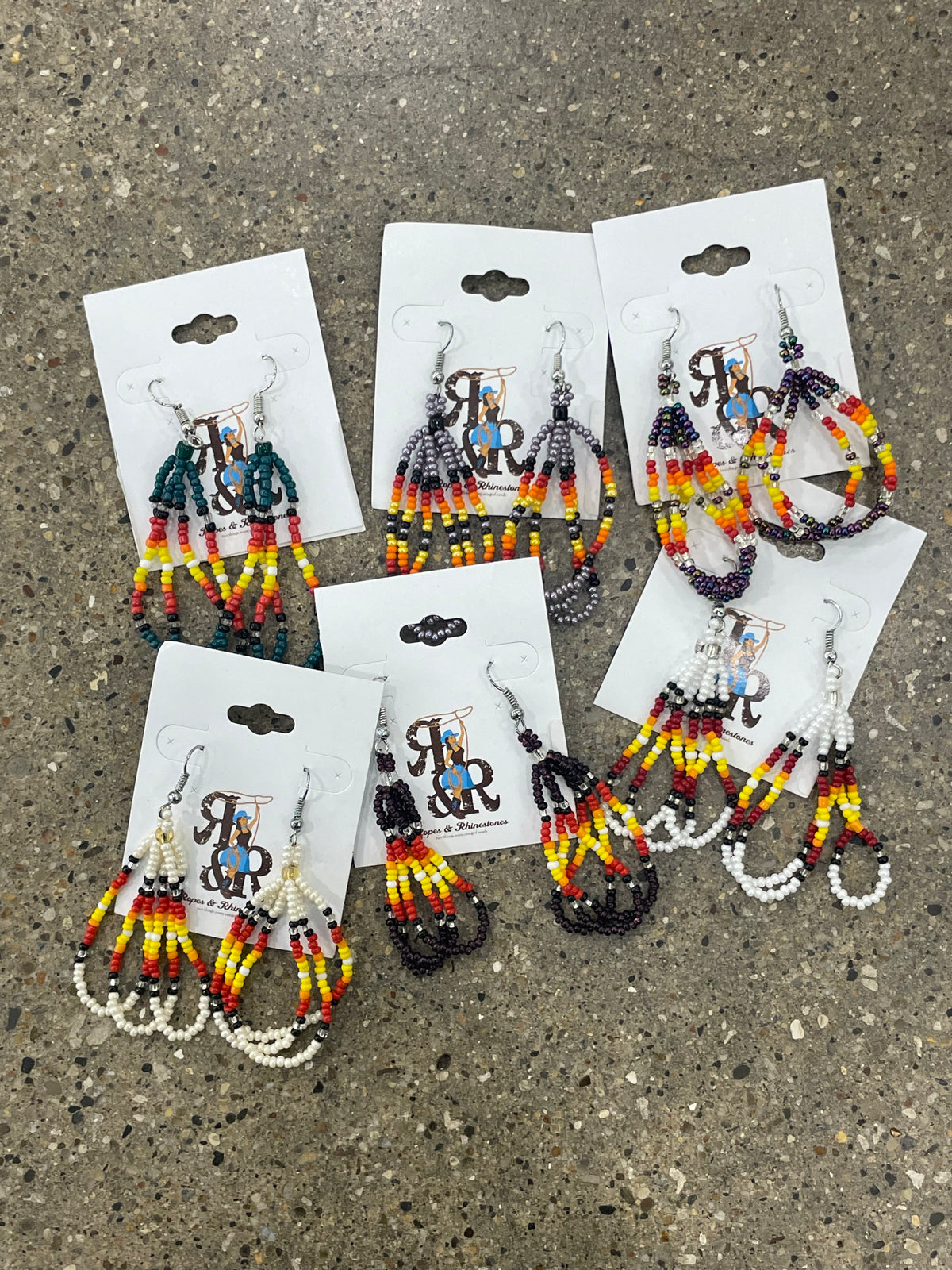 Triple Strand Seed Bead  Earrings