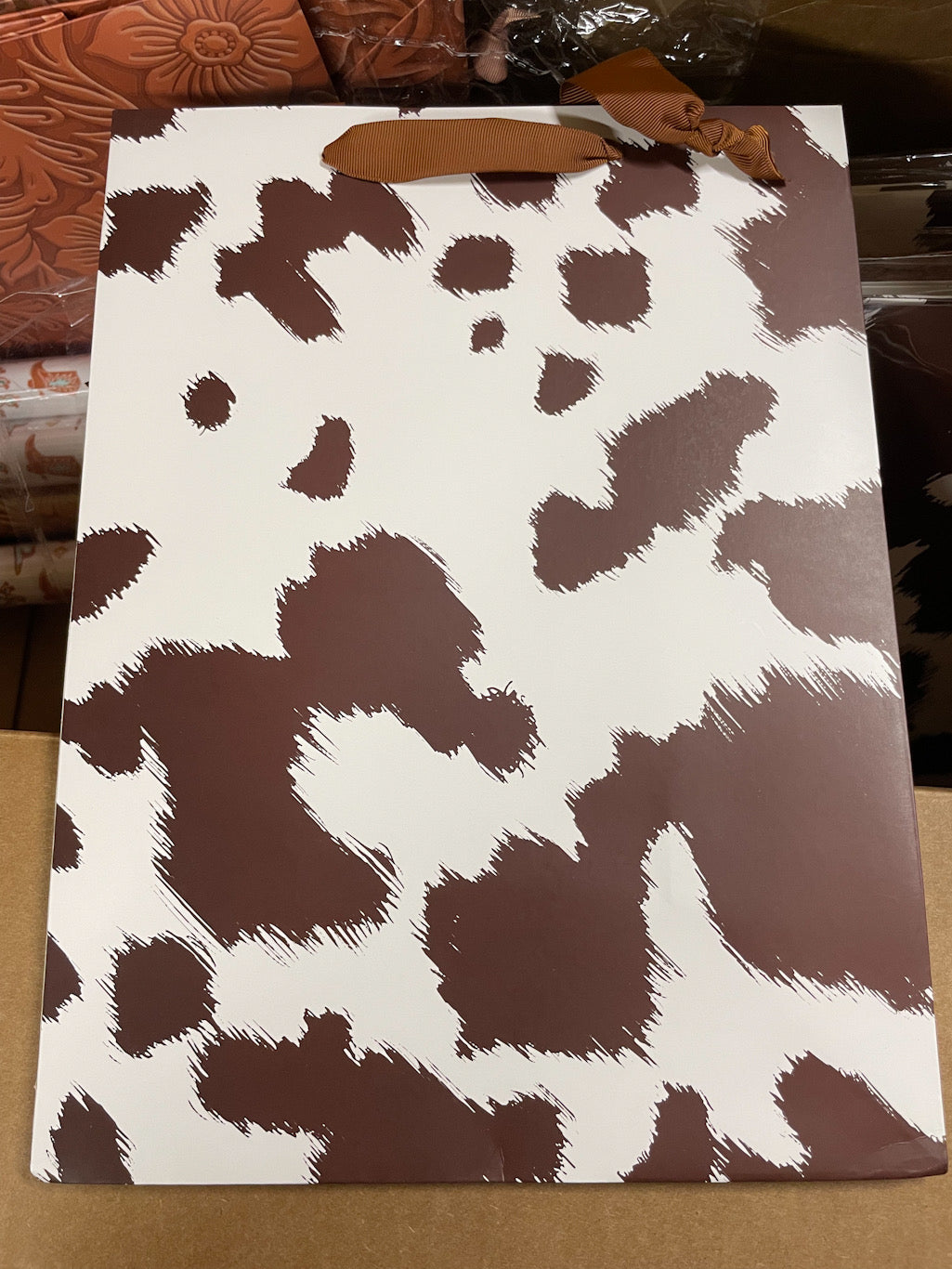 Brown Cowhide Medium Gift Bag