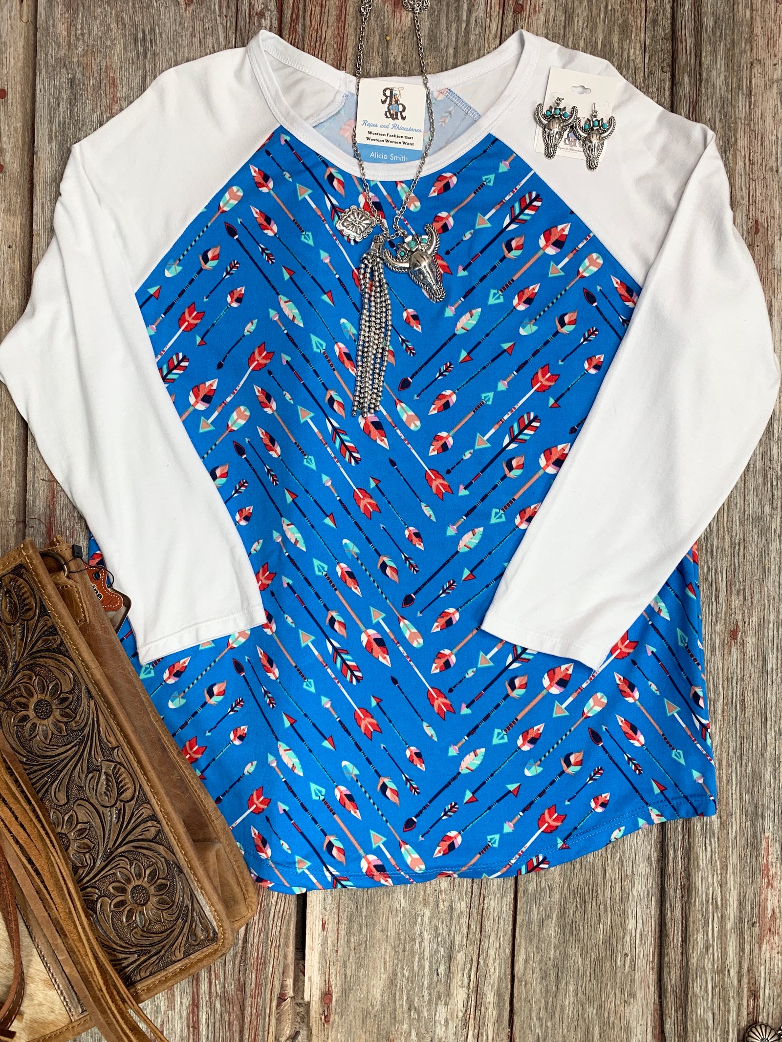 Blue Arrow Baseball Shirt