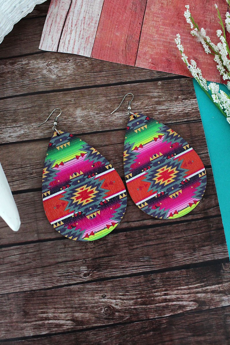 Adobe Sunset Aztec Wood Earrings